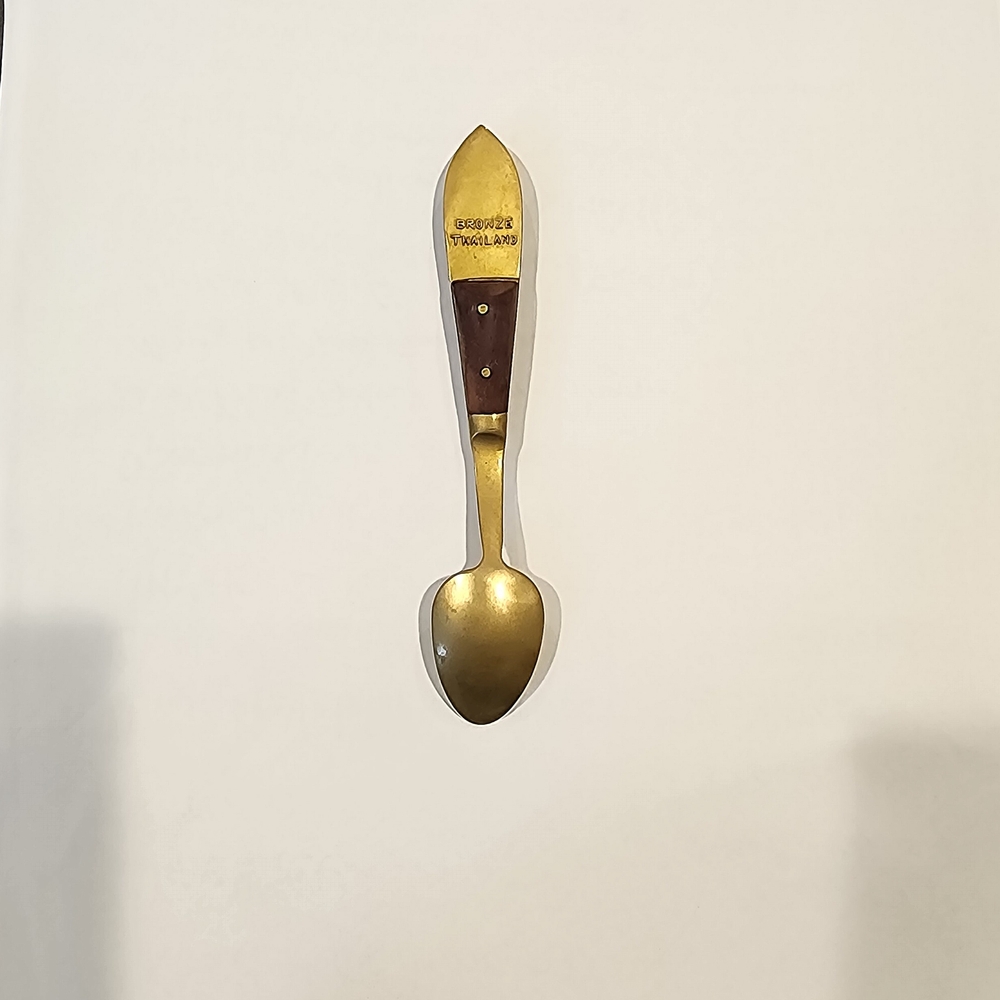 Vintage Thai Siam Bronze And Teak Wood Collectible Decorative Spoon - Picture 3 of 4